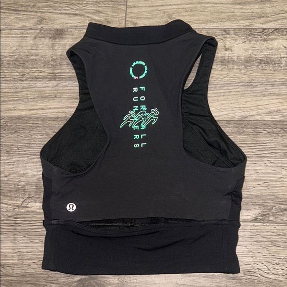 Lululemon Athletica Black Crop Tank Top with Cut Out - Picture 3 of 3